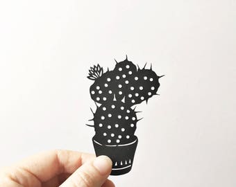 Handmade papercut | Cactus | silhouette | miniature plant | home decor | contemporary | silhouette | botanical | cacti | paperart