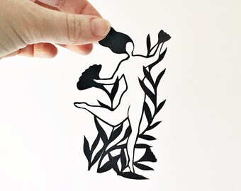 Papercut | joy | nude | illustration | body positivity | gratitude | personal growth | woman | connecting with nature | self love