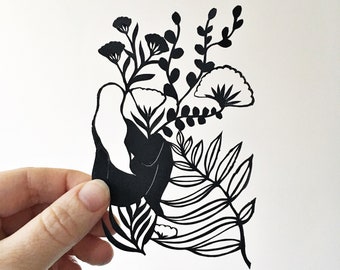 Papercut | self love | wellbeing | nude | illustration | body positivity | gratitude | mindfulness | woman | connecting with nature | floral