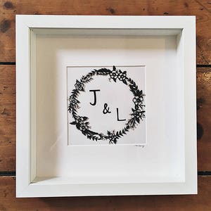 Custom wedding gift Papercut Papercut wreath personalised wedding gift Anniversary gift wall art Valentines gift custom image 1