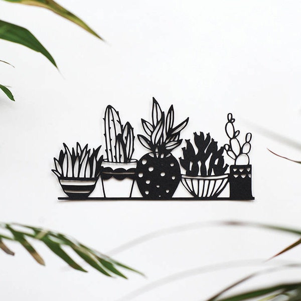 Handmade papercut | Cacti | papercut | silhouette | mini plants | succulents | home decor | botanical | ladder |cacti | papercut art