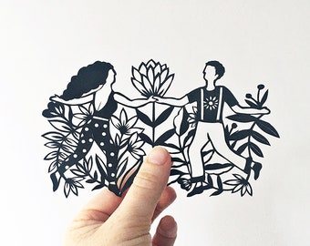 Handmade papercut | Friendship | love | reunited | dancers | togetherness |missing you | normal people | anniverary gift | wedding gift
