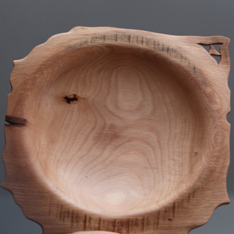 Rustic beechwood plate wood gift plate hand turned wood plate Etsy