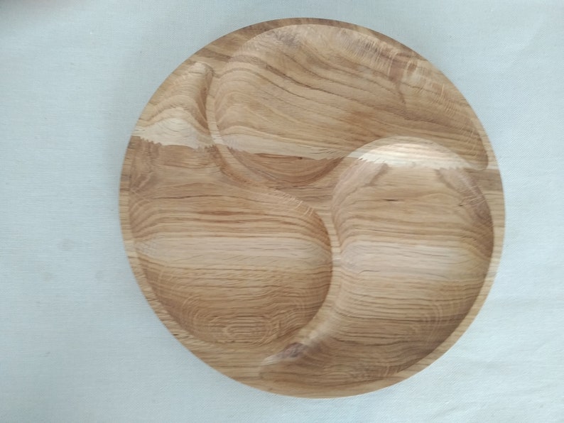 Sectional Round Wooden Serving Tray Dinner Plate Sections Etsy