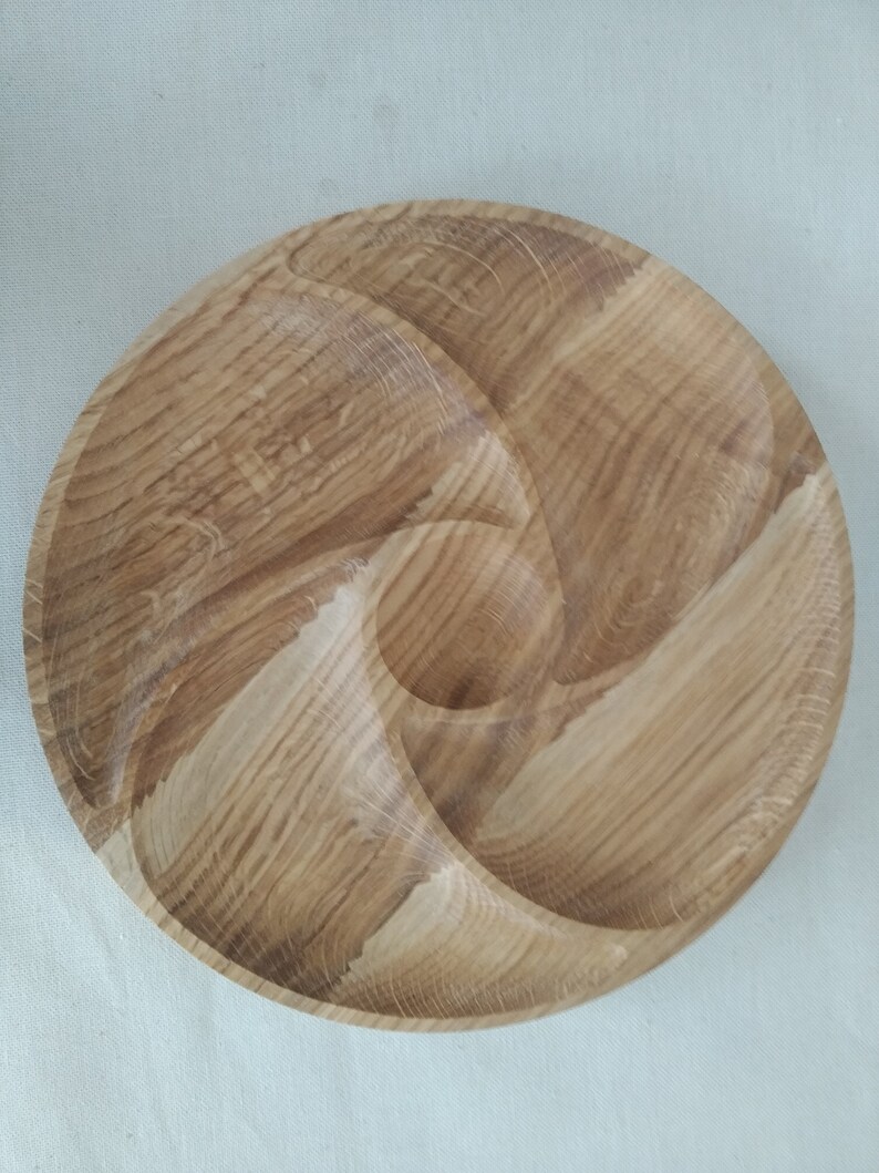 Sectional round wooden serving tray dinner plate sections Etsy