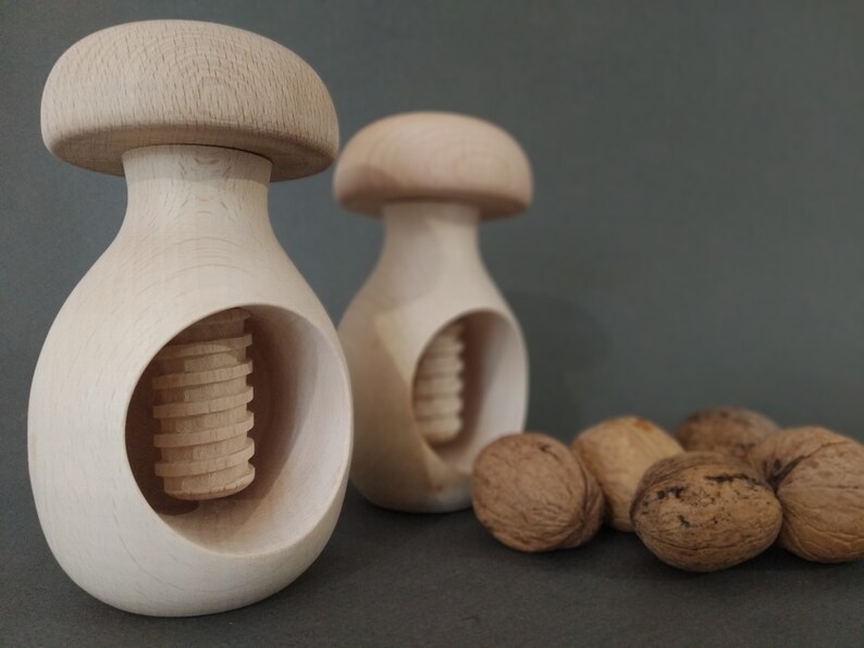 Organic Beechwood Mushroom Nutcracker Montessori Toy Wooden Etsy