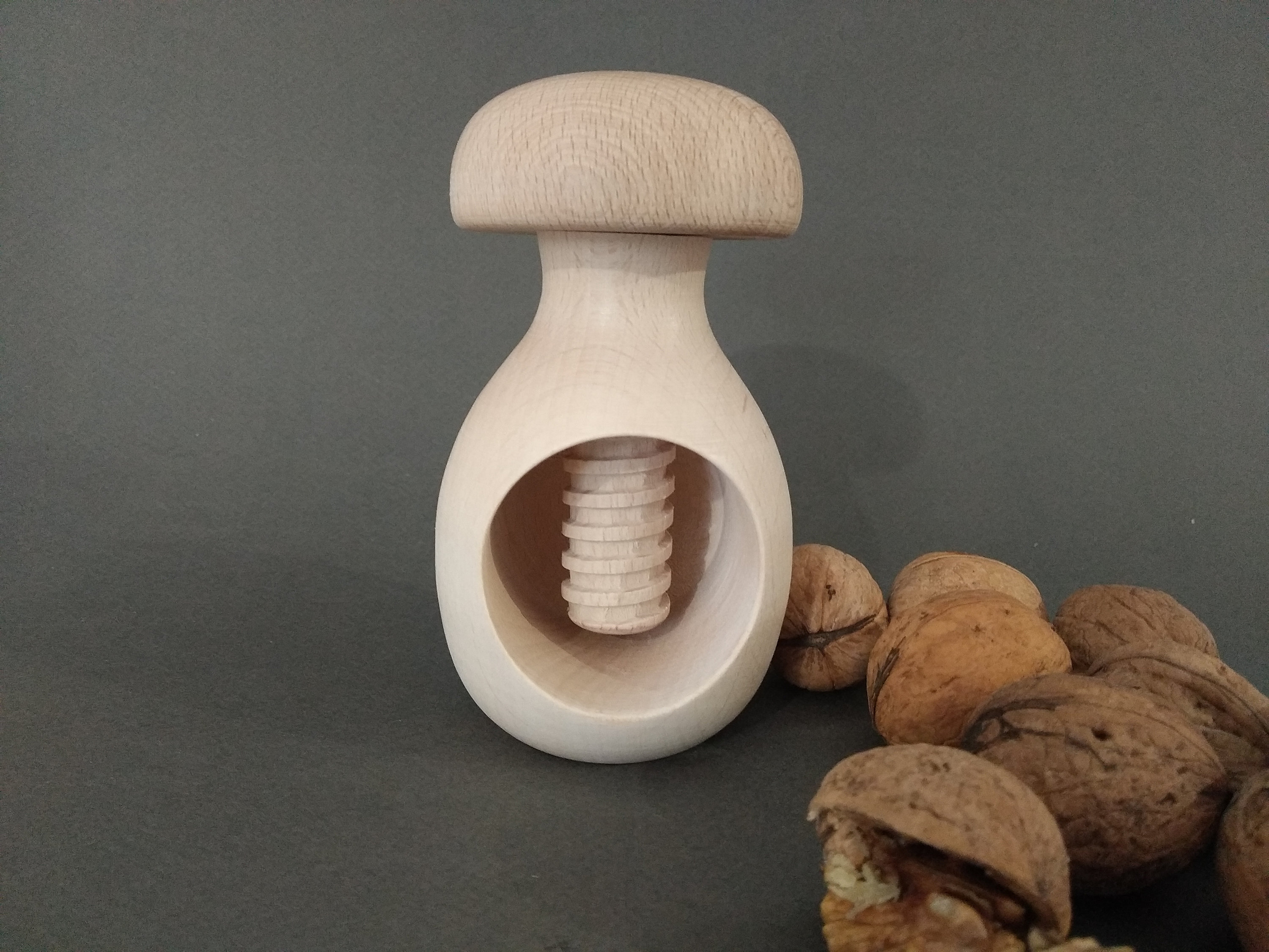 Organic Beechwood Mushroom Nutcracker Montessori Toy Wooden Etsy