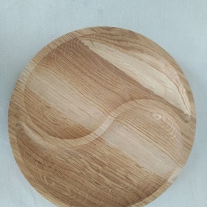 Sectional Round Wooden Serving Tray Dinner Plate Sections Divided Plate ...