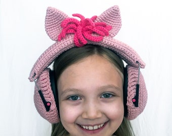 Pink Pony Noise Reduction Headphone Cover, Fits Walkers Brand Kids Folding Headphones, Crocheted Horse Headphone Cozy, Free Shipping