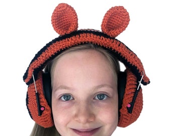 Tiger Noise Reduction Headphone Cover, Fits Walkers Brand Kids Folding Headphones, Crocheted Tiger Headphone Cozy, Ready to Ship - Free Ship