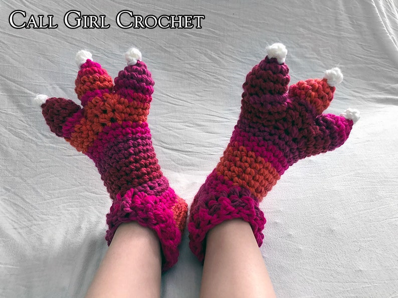 Crochet Pattern Child Dragon Slippers / Dinosaur Slippers / Monster Slippers, Makes US Toddler Size 5 to Big Kid 6, Dragon Slipper Socks image 9