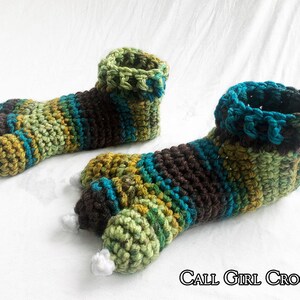 Crochet Pattern Child Dragon Slippers / Dinosaur Slippers / Monster Slippers, Makes US Toddler Size 5 to Big Kid 6, Dragon Slipper Socks image 5