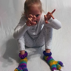 Crochet Pattern Child Dragon Slippers / Dinosaur Slippers / Monster Slippers, Makes US Toddler Size 5 to Big Kid 6, Dragon Slipper Socks image 2