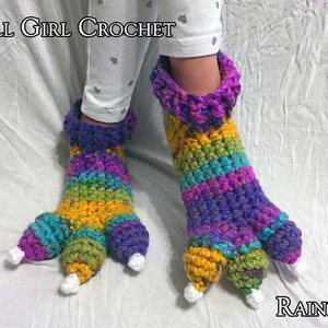 Crochet Pattern Child Dragon Slippers / Dinosaur Slippers / Monster Slippers, Makes US Toddler Size 5 to Big Kid 6, Dragon Slipper Socks image 3