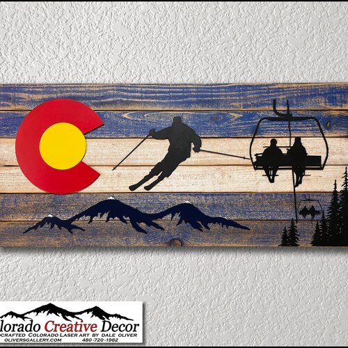 Colorado Wood Flag 9x17 Rustic Ski Design Colorado | Etsy