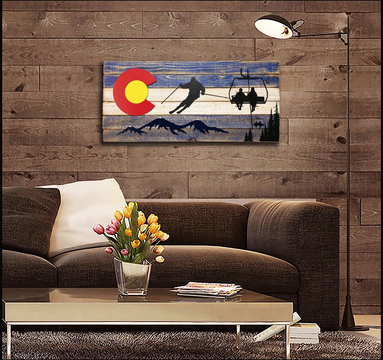 Colorado Wood Flag 9x17 Rustic Ski Design Colorado | Etsy