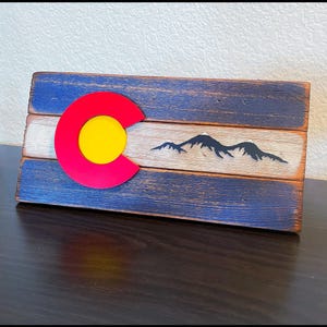 Colorado Wood Flag - Rustic Desk-Top Version - Colorado Gift - Colorado Wall Art