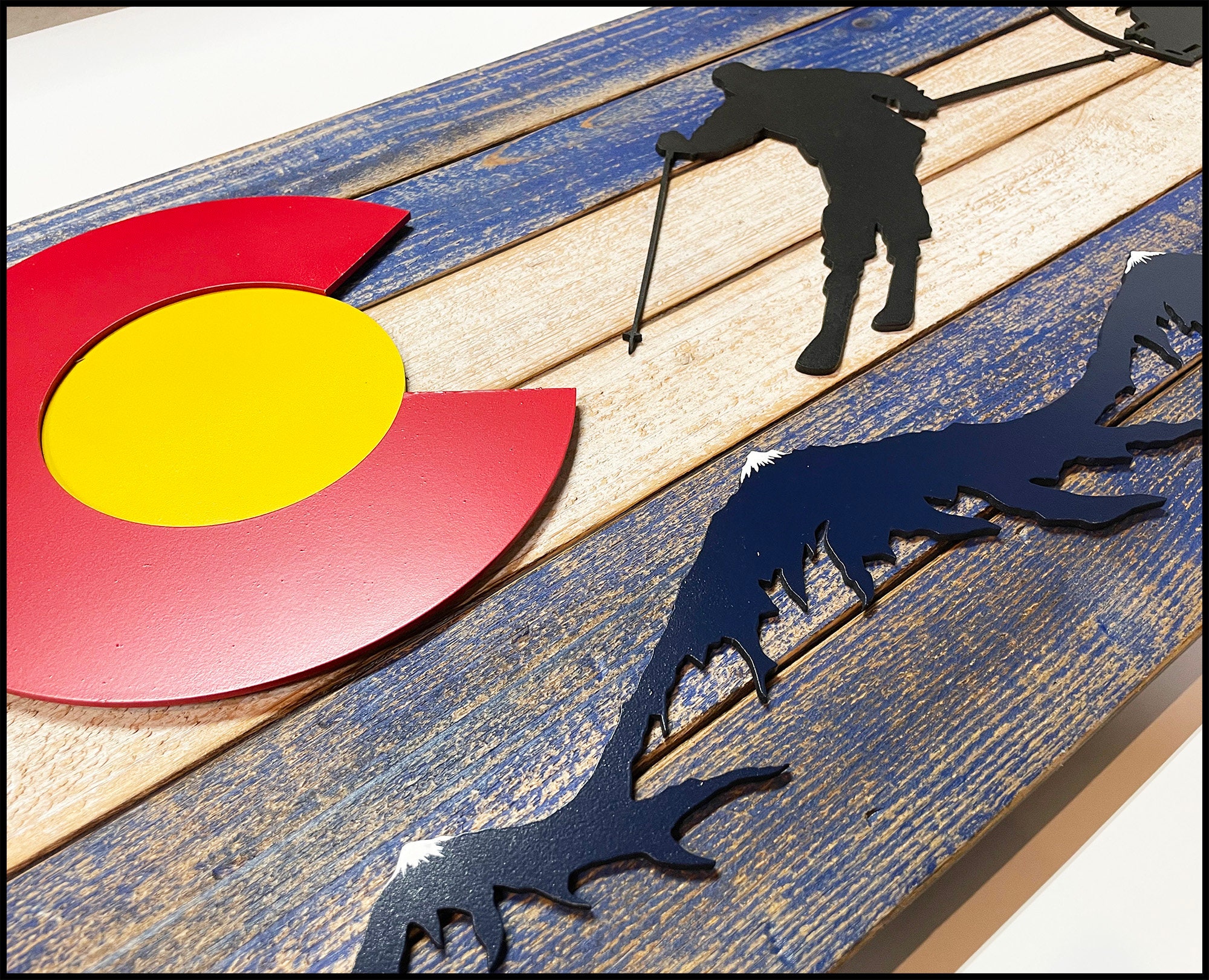 Colorado Wood Flag 13x24 Rustic Ski Design Colorado - Etsy