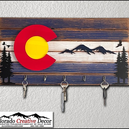 Rustic Colorado Flag Mountain Wood Wall Art Wall Decor Etsy