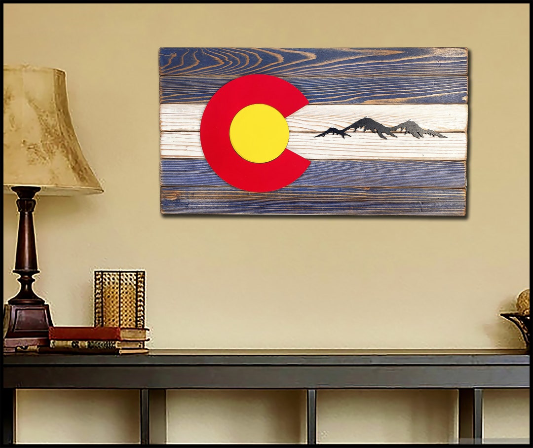 Colorado Wood Flag 9x17 Rustic Style Colorado Gift Colorado Wall Art