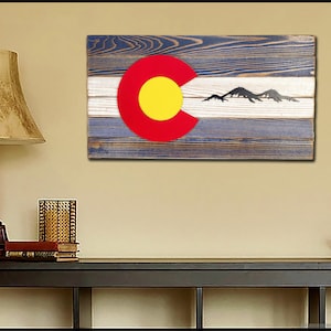 Colorado Wood Flag - 9x17" Rustic Style" - Colorado Gift - Colorado Wall Art - Colorado Flag