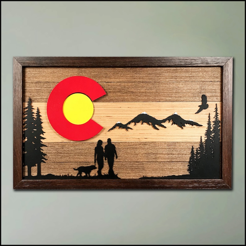 Natural Wood Colorado Flag Colorado Gift Colorado Wood Etsy