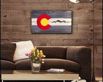 Bandera de madera de Colorado - 33 x 58 cm - Arte mural de Colorado - Regalo de Colorado