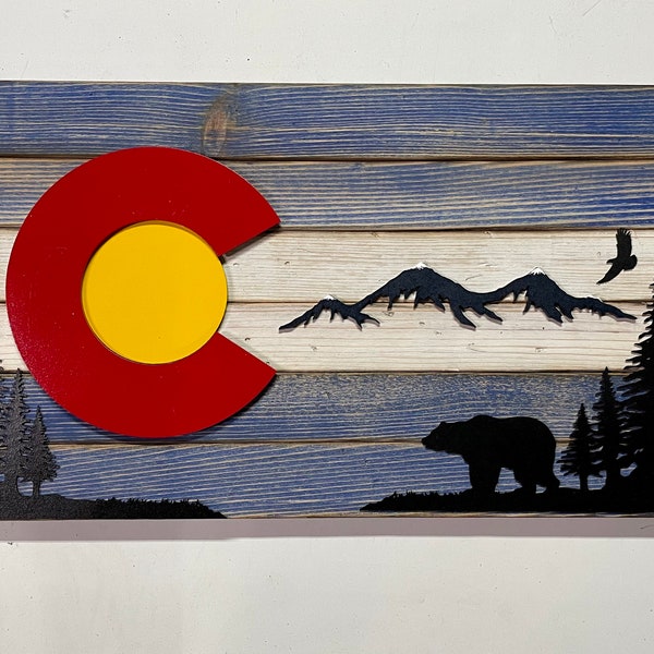 Wood Colorado Flag Etsy