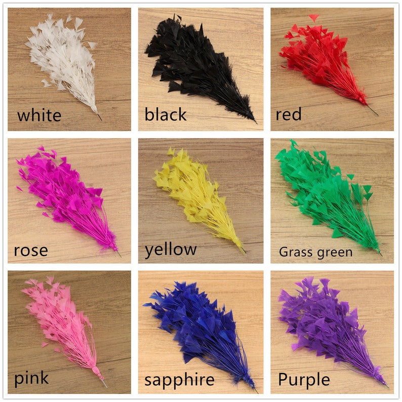 Handmade Colorful Feather Iron Wire Triangle Flower Brooch Diy Craft ...