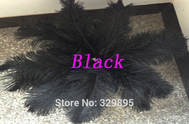 AAA 100PCS Black Ostrich feathers DIY wedding decorations party DIY party 6-32 inches Select image 5