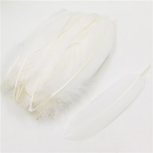 White Goose Feathers, 1 Pack WHITE Goose Satinettes Loose Feathers