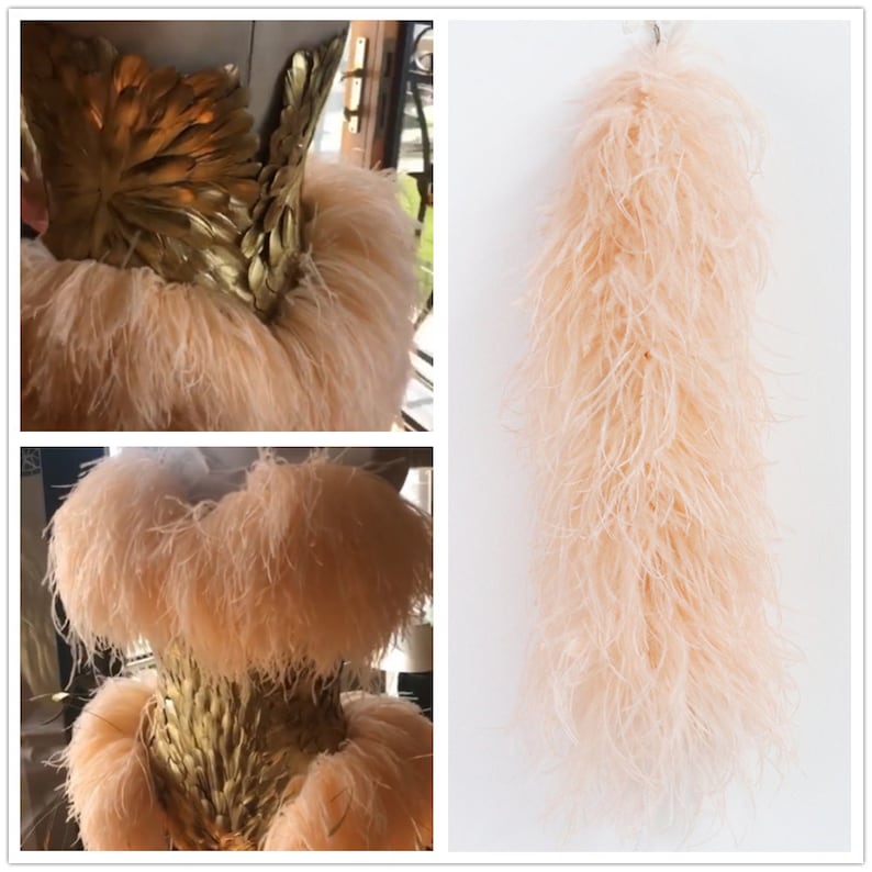 2 Meter Ostrich Feather Boa Shawl Vintage High Quality Fluffy Ostrich Feathers for Wedding Dress Decoration Boas 1-15 Layers/Optional image 8