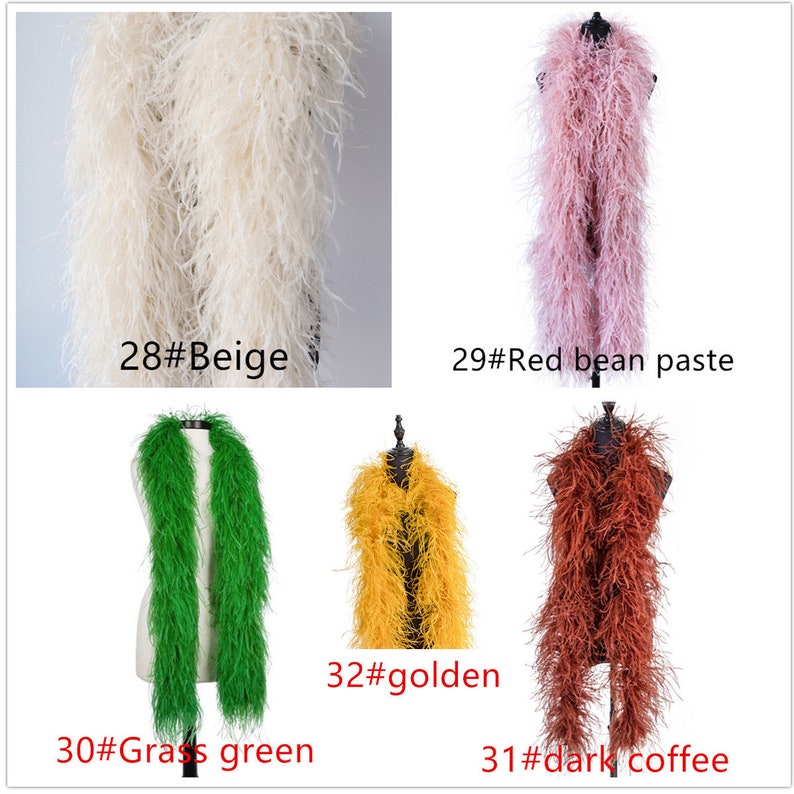 2 Meter Ostrich Feather Boa Shawl Vintage High Quality Fluffy Ostrich Feathers for Wedding Dress Decoration Boas 1-15 Layers/Optional image 6