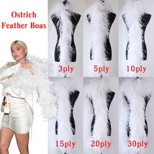 2 Meter Ostrich Feather Boa Shawl Vintage High Quality Fluffy Ostrich Feathers for Wedding Dress Decoration Boas 1-15 Layers/Optional image 2