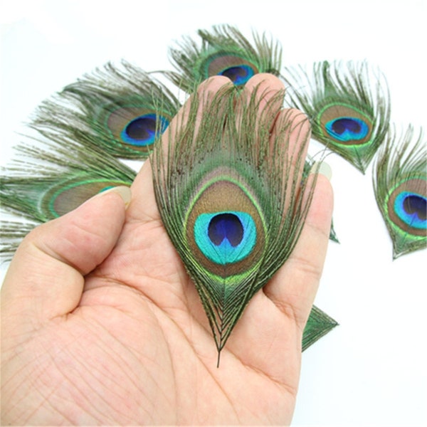 high quality 13-16CM Real Peacock Feather Trimmed peacock eye costumes Necklace earrings accessories wedding Decorative Diy jewelry