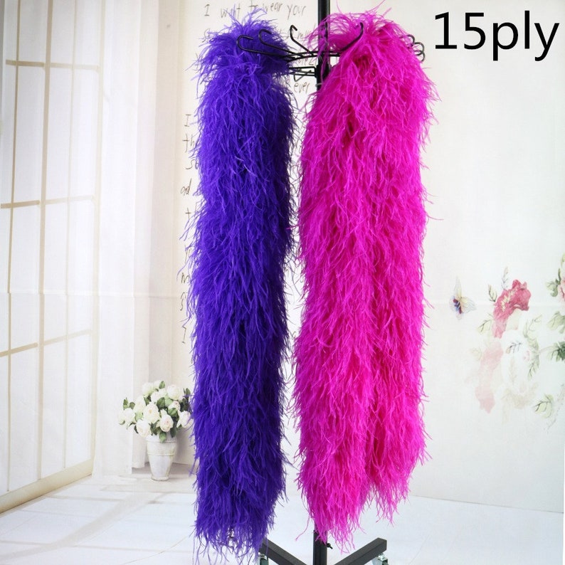 2 Meter Ostrich Feather Boa Shawl Vintage High Quality Fluffy Ostrich Feathers for Wedding Dress Decoration Boas 1-15 Layers/Optional image 7