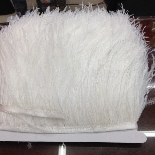 10 M / lot 10 to 15 cm / 4 to 6 inches ostrich feather headdresses Feather Trim Feather Boa stripe for clothing accessories craft white