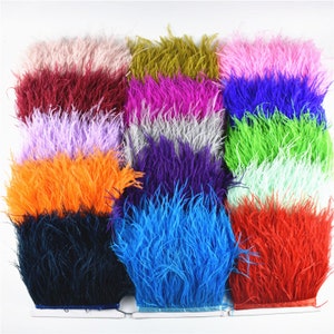 10meters Real Ostrich Feather Trim Fringe Diy Ostrich Feathers edging for Clothes Ribbon Trims Feather Skirt Plumas Plume Decoration image 6