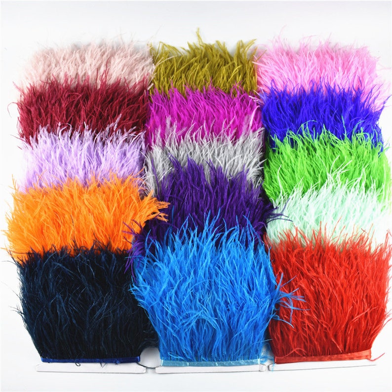 10meters Real Ostrich Feather Trim Fringe Diy Ostrich Feathers edging for Clothes Ribbon Trims Feather Skirt Plumas Plume Decoration image 6