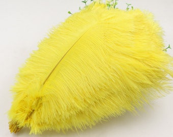 100 pièces 6-32 pouces panaches de plumes d'autruche jaunes pour centres de table de mariage décor de mariage fête événement approvisionnement