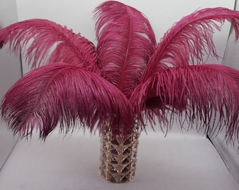 100 PCS Wine red Ostrich Feather Wedding Party Prom Charity Party Event Feather Wall Costume Design Wing Decoration Material