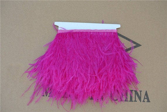 Hot Rose Ostrich Feather Trimming Fringe Ostrich Feather Trim - Etsy