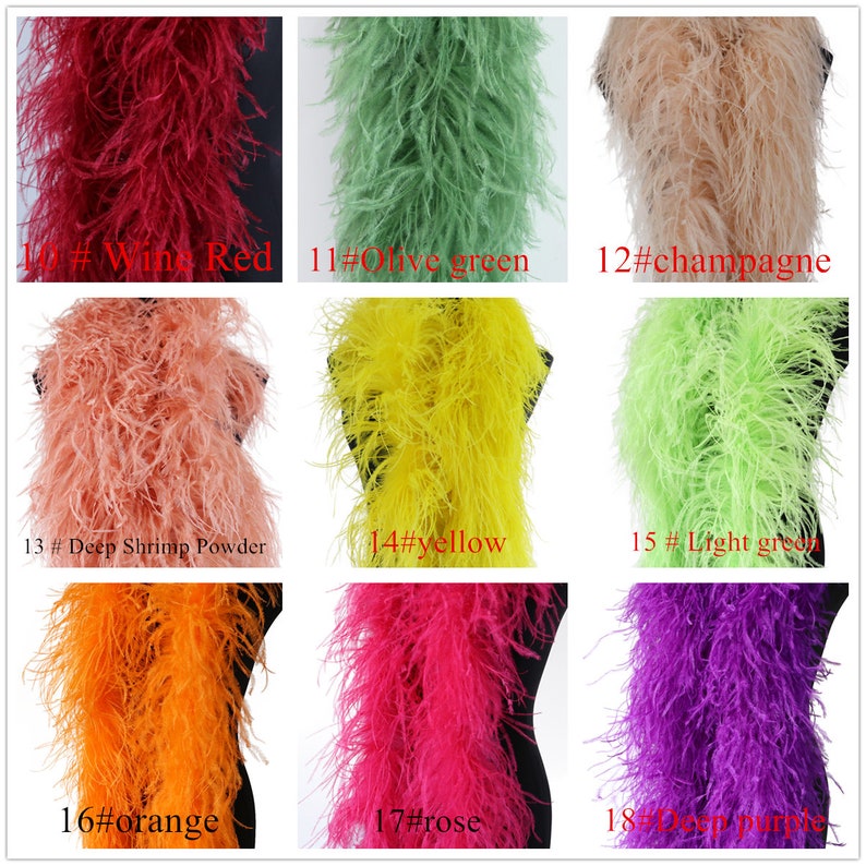 2 Meter Ostrich Feather Boa Shawl Vintage High Quality Fluffy Ostrich Feathers for Wedding Dress Decoration Boas 1-15 Layers/Optional image 5