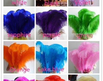 50 pcs 12 colors select high quality natural ostrich 30-32 inches / 75-80cm, beautiful ostrich feathers wedding care center