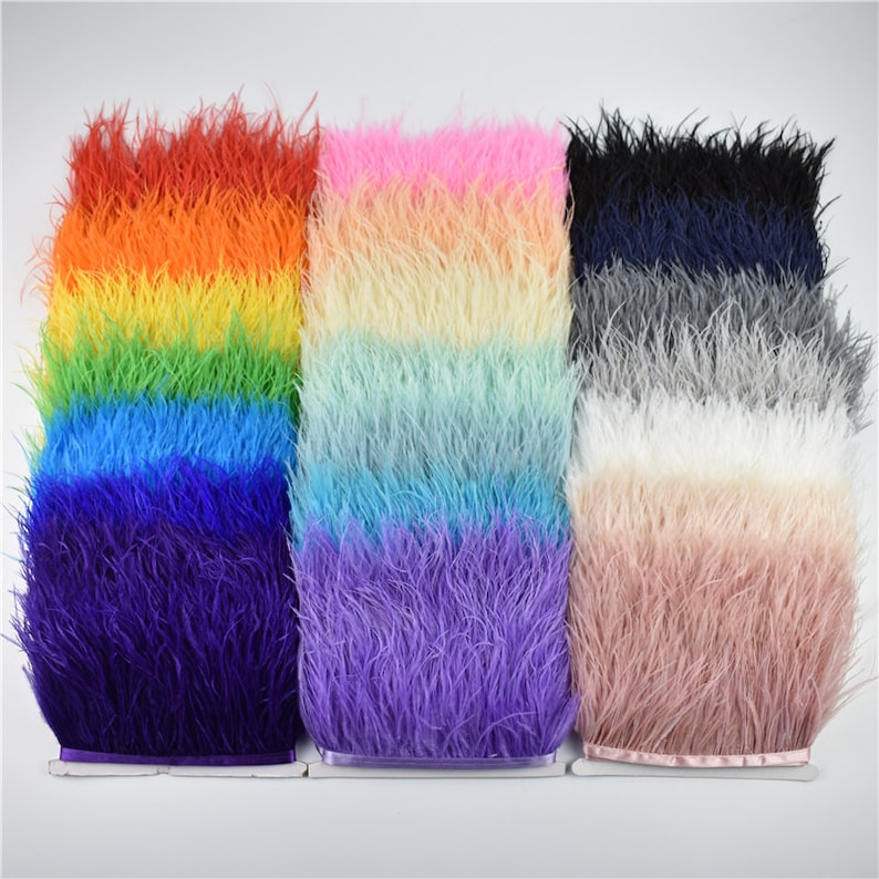 10Meter 8-14CM Light Purple Ostrich feather trim Fringe ribbon DIY Clothing Black White Real Ostrich feathers For Crafts image 9