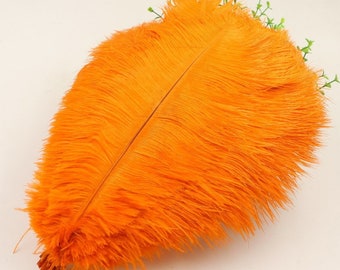 Chaud! Vente 50-200 PCS / lot Orange Plumes d’autruche 10-12 pouces / 25-30cm BRICOLAGE Décorations de mariage Intérieurs