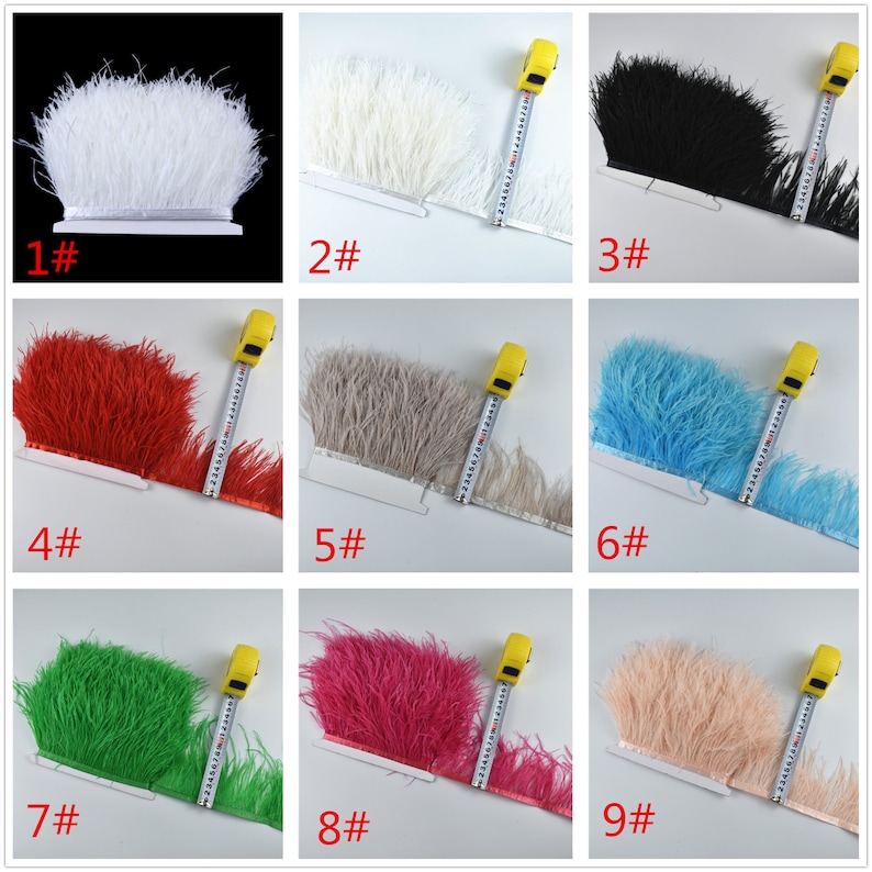 10Meter 8-14CM Light Purple Ostrich feather trim Fringe ribbon DIY Clothing Black White Real Ostrich feathers For Crafts image 2