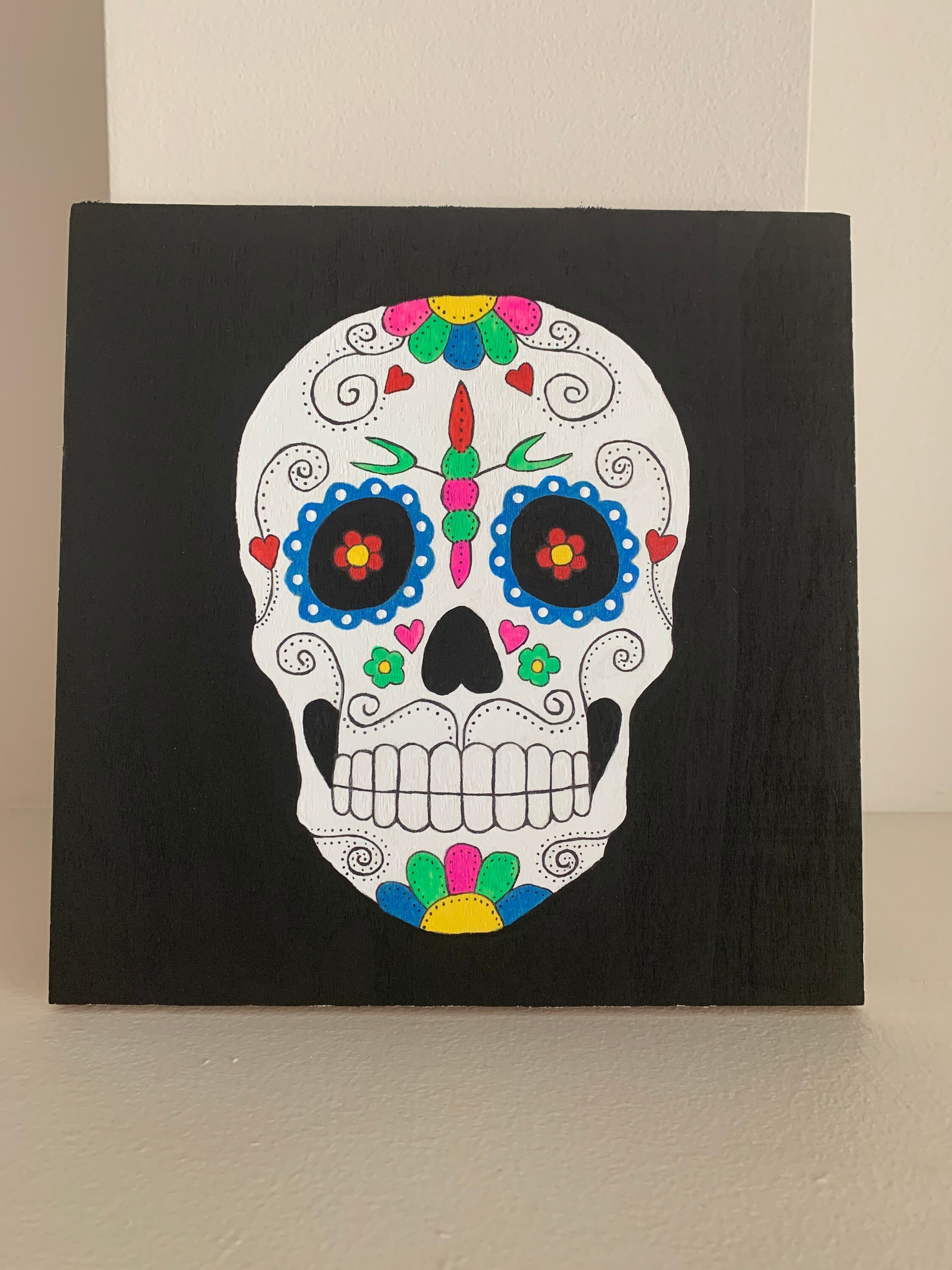 Sugar Skull Wood Wall Art Etsy