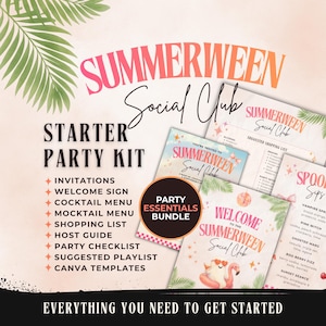 Summerween Starter Party Kit Printable | Girls Night Games, Trivia, Dares & Drink Menus | Instant Download
