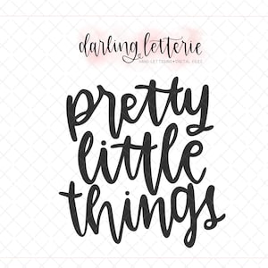 Pretty little things hand lettered clip art or cut file for Cricut, Silhouette, & more SVG, PNG, PDF ring dish, jewelry image 1
